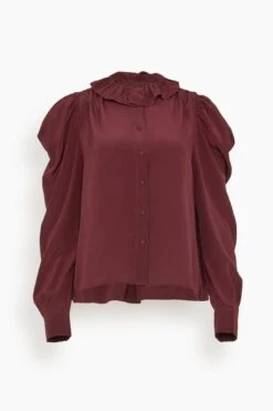 ULLA JOHNSON Dara Blouse In Mahogany