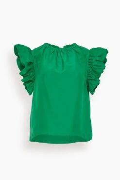 ULLA JOHNSON Iren Top In Emerald