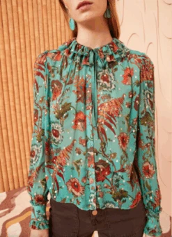 Ulla JohnsonPippa Blouse - Garden Bloom -Ulla Luxe Sales Store Pippa Blouse in Garden Bloom 20231025225409 1