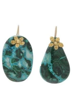 Ulla JohnsonHammered Chain Organic Stone Earring - Turquoise