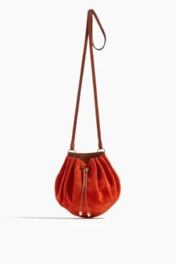 Ulla Luxe Sales Store 26 ULLA JOHNSON Paloma Ruched Essential Pouch In Chili Colorblock