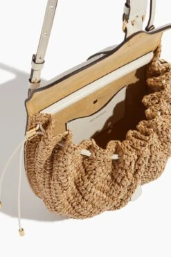 ULLA JOHNSON Paloma Ruched Convertible Shoulder Bag In Limestone Melange -Ulla Luxe Sales Store ulla johnson paloma ruched convertible shoulder bag in limestone melange 3