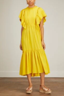 ULLA JOHNSON Ilaria Dress In Sunsprite -Ulla Luxe Sales Store ullajohnson IlariaDressinSunsprite 2